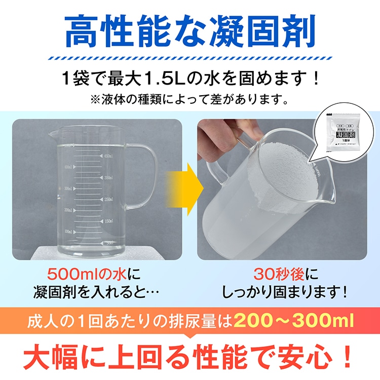 非常用トイレセット 20回分 強力な凝固剤 使い捨て手袋 汚物袋 防臭袋 大容量 抗菌 消臭効果 長期保存可能 便器がない時 緊急時 非常用 地震 台風 豪雨 bs007 - 画像 (10)